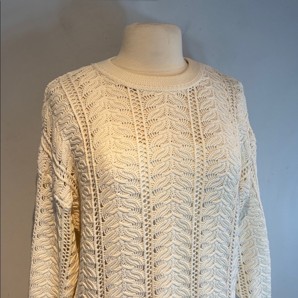 Cotton roads cream wide knit pullover sweater size Small - Picture 2 of 10